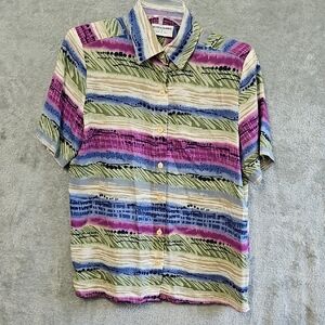 Alfred Dunner Vibrant Striped Button-Up Blouse